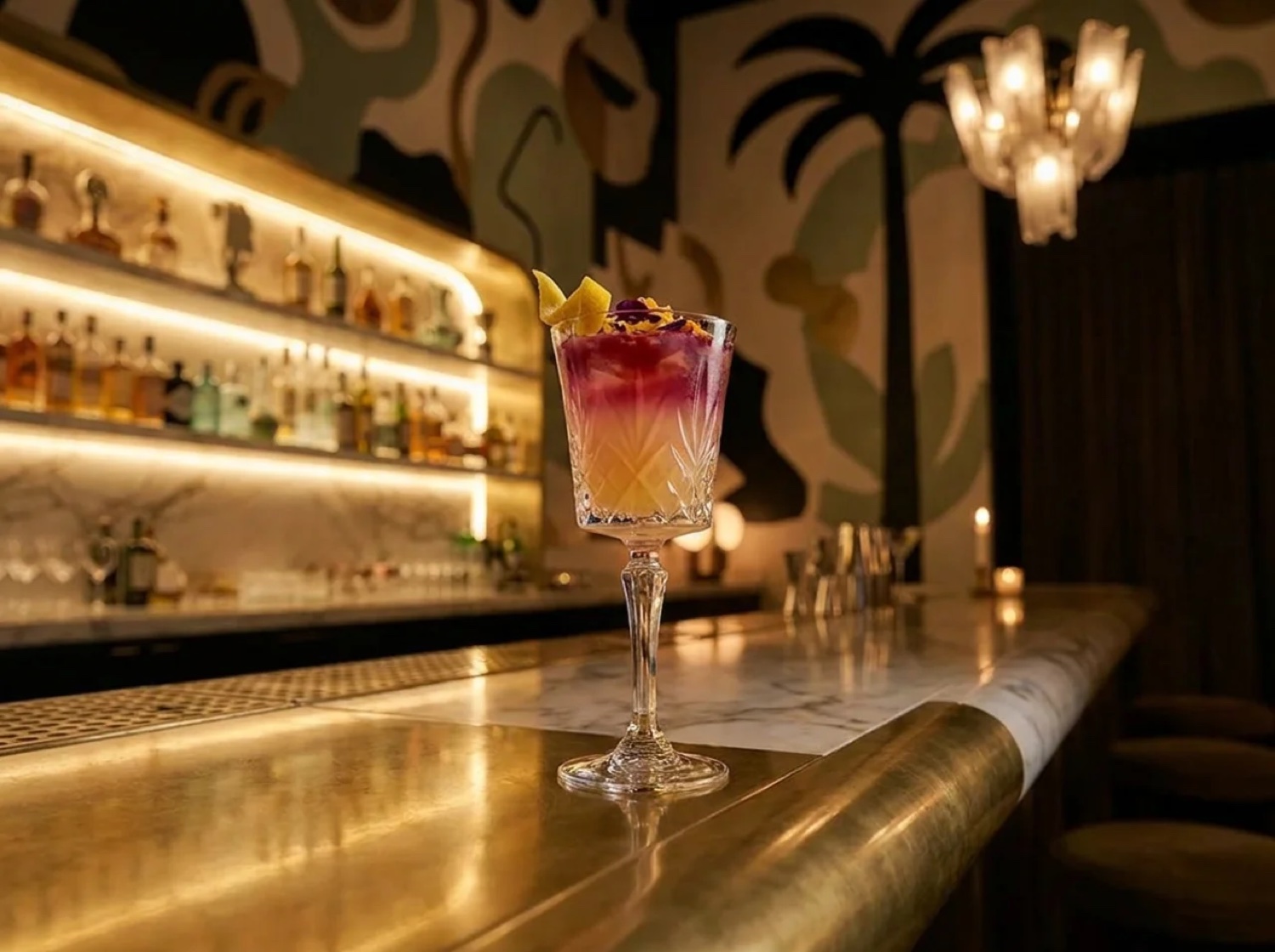 A signature cocktail on the bar at SMCC.